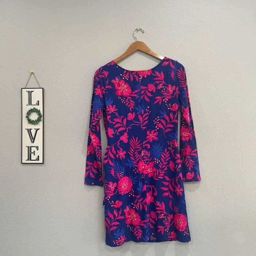 NWOT LILLY PULITZER BRYSON LONG SLEEVE DRESS BLUE MED NEVER ENDING SUMMER - Picture 2 of 4